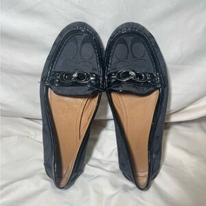 Coach Womens Black Loafer Flats Slip On Shoes with Logo Fortunata Loafer, Sz 8